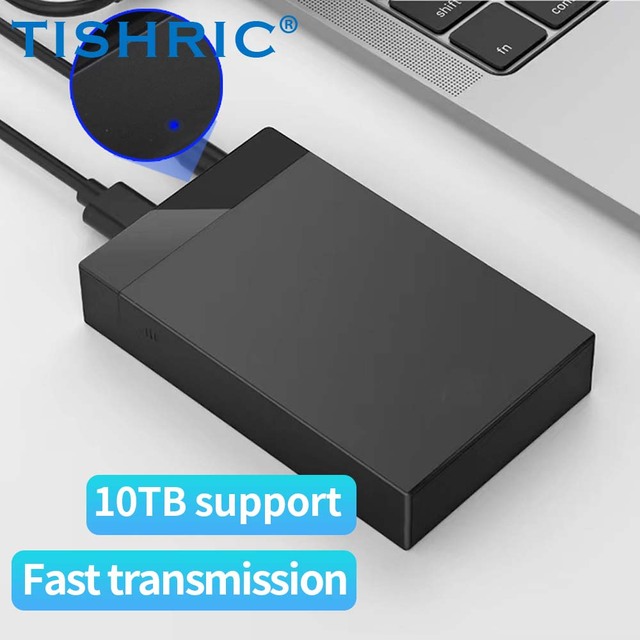 TISHRIC External Hard Disk Case 3.5 HDD SSD SATA to USB 3.0 3.1/Type C 3.5 Inch Hard Drive Enclosure Box for PC Lapop Computer