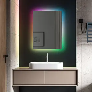 Miroir de salle de bain mural moderne, éclairage LED intelligent, miroir de salle de bain décoratif