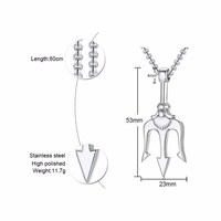 Collier pendentif Trident de fermoir en argent, bijou en acier inoxydable de déclaration, cadeau d'amoureux