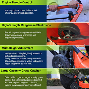 Cortadora de Césped de Gasolina Autopropulsada Profesional de 25 Pulgadas con Plataforma Reforzada para Jardín, Cortadora de Césped Manual - Product Image 2