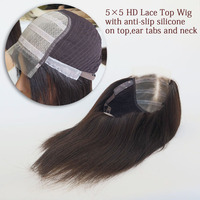 Peluca Médica de Cabello Virgen Pre-Decolorado con Nudos, Color Natural, Encaje Frontal HD Francés, Encaje Transparente Indetectable, Atada a Mano