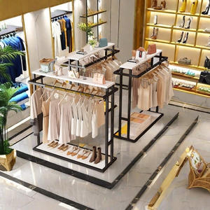 Étagère de présentation pour magasin de vêtements et de meubles, double rangée, étagère centrale, double barre latérale, porte-manteau pour hommes et femmes - Product Image 5