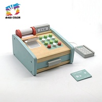 Simulation de jeu de calculatrice d'argent jouets supermarché jouet en bois caisse enregistreuse pour enfants W10A159