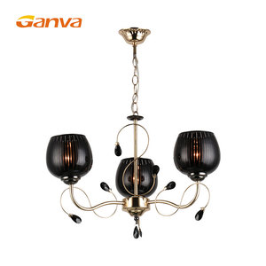 Contemporary Novel Black <strong>Glass</strong> <strong>Lampshade</strong> Wrought Iron Luxury Decorative Led Chandelier <strong>Pendant</strong> Light - Product Image 3