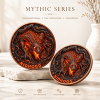 Pièce de monnaie en cuivre pur 999 de 1 oz, colorée, en relief, plusieurs types, série animale mythologie nordique, édition de collection