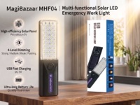 Lampe de travail solaire portable MagiBazaar MHF03 à LED, charge rapide Type C, lanterne de camping magnétique, lampe torche d'urgence SOS rouge/bleue 5