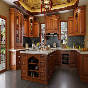 Salle de bain et cuisine en bois massif Style moderne personnalisé pas cher Ensembles de cuisine Armoires tiroirs avec évier et armoires de <span class=keywords><strong>four</strong></span> - Product Image 3