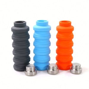 Nouvelle arrivée : Bouteille d'eau pliable pour les voyages, réutilisable, en silicone, pour la salle de sport, emballage personnalisé, décontractée, pour adultes - Product Image 2