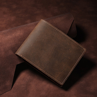 Dompet kulit sapi pria, Logo kustom memblokir RFID ramping pendek gaya bisnis kulit sapi mudah dibawa