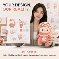 Mascotte en peluche Ruby Wind Runner, jouet en peluche personnalisé, animal en peluche, jouet doux, fabricant OEM ODM, logo personnalisé, cadeau promotionnel