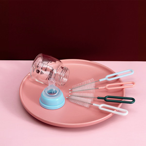 Brosse à tétine en acier inoxydable avec poignée, brosse rotative à 360 degrés en nylon, brosse de nettoyage pour biberons, brosse pour bec de théière, usage domestique - Product Image 4