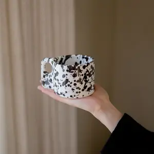 Solhui Ceramic hand pinched splashed ink cup zebra ceramic mug