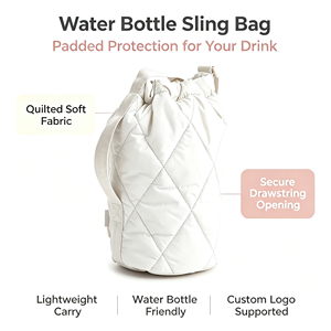Borsa a Tracolla Porta Bottiglia d'Acqua YCW OEM/ODM, <span class=keywords><strong>in</strong></span> Nylon Trapuntato Isolato, Chiusura con Cerniera, 1.5L-2L, Ecologica, Portatile, per Uomo/Donna - Product Image 4