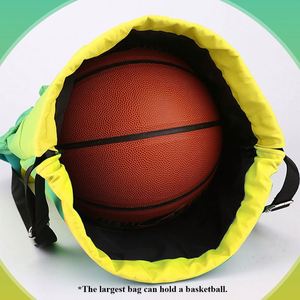 Waterproof Kids Basketball Storage Custom LOGO Polyester Nylon <b>Drawstring</b> <b>Backpack</b> Bag With Zipper - Product Image 4