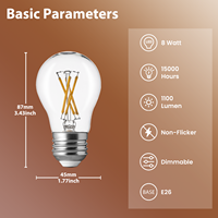 Ampoule LED A15 de haute qualité 8W 1100LM Haut Lumen 120V Verre transparent Lampes à filament LED Utilisation pour la maison Hôtel Certifié UL CUL