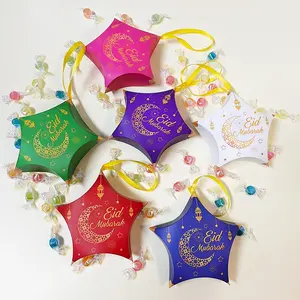 DIY Star Shape Ramadan Mubarak Muslim Islamic Festival Party Decoration Supplies Eid Mubarak Candy Gift Box