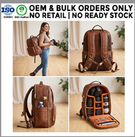 Sac à dos pour appareil photo reflex numérique sans miroir, résistant aux chocs, en similicuir vegan, personnalisé OEM, pour l'extérieur