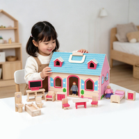 Mini jouet de maison en bois pliable avec meubles, jouet Portable de haute qualité