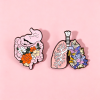 Épingles de revers en émail personnalisées en forme de poumon anatomique, avec logo métallique, pour médecins, infirmières et personnel médical
