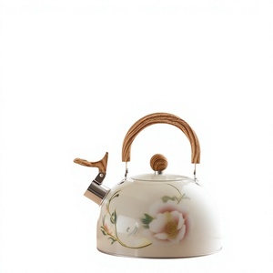 Nouvelle Bouilloire Sirte à Motif Floral Exquis, Design Minimaliste Moderne, Poignée en Bois, Métal, Luxe Léger, Chine - Product Image 1