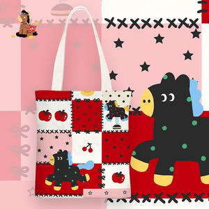 Bolso de Lona con Estampado de Serigrafía de Dibujos Animados Bonitos, Estilo <span class=keywords><strong>Instagram</strong></span>, <span class=keywords><strong>para</strong></span> Mujer, de un Solo Hombro, Sencillo, <span class=keywords><strong>para</strong></span> Estudiantes, Colección Invierno 2025, con Cremallera - Product Image 3