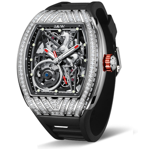 Automatic <b>Watch</b> <b>Rectangular</b> Case Skull Dial Diamond‑Inlaid Bezel Black Silicone Strap Luxury Mechanical Men Wrist <b>Watch</b> - Product Image 3