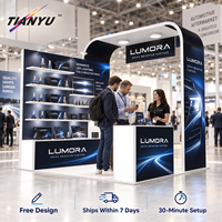 Stand d'exposition personnalisé TIANYU, système de stand modulaire, modules à structure en aluminium, remplissage graphique, dimensions flexibles 10ftx20ft