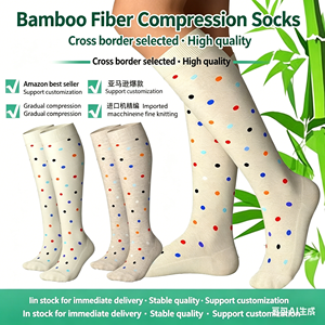 Calcetines <span class=keywords><strong>de</strong></span> Compresión <span class=keywords><strong>de</strong></span> Fibra <span class=keywords><strong>de</strong></span> Bambú Transpirables con Patrón Ondulado, para Correr y Saltar la <span class=keywords><strong>Cuerda</strong></span>, Deportes <span class=keywords><strong>de</strong></span> Fitness, Hasta la Rodilla - Product Image 1