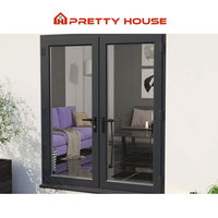 Puerta de Entrada Francesa Antirrobo de Seguridad, Insonorizada, de Doble Vidrio Templado, de Aleación de Aluminio, Puertas Dobles de Entrada Modernas para Exteriores
