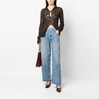 Jeans en denim délavé de qualité supérieure pour femmes, coupe large et droite, sur mesure, livraison rapide