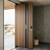 Pintu Masuk Pivot Aluminium Tahan Air Ukuran Besar Kustom dengan Finishing Motif Kayu untuk Rumah Villa