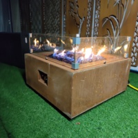 Table de feu extérieure en acier Corten avec foyer au gaz naturel/GPL pour la cuisson en extérieur