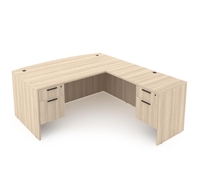 Mobilier de bureau Bureau en bois en forme de L avec rangement, Bureau à plateforme marine 4 tiroirs