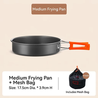 Ensemble de cuisine de camping en alliage d'aluminium léger, portable pour l'extérieur, comprenant marmite, poêle, bouilloire, kit pour la randonnée, le pique-nique et le feu de camp - Poêle à frire