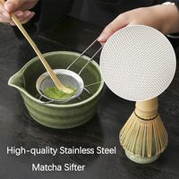 Ensemble de fouet à matcha Bol à matcha avec bec verseur et support, cuillère à matcha en bambou et tamis en acier inoxydable