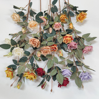 Meilleure vente de haute qualité 3 têtes simple longue tige Rose fleur soie Roses fleurs artificielles pour la décoration de la maison de mariage