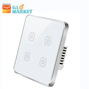 Glomarket-interruptor de luz inteligente Zigbee, Control inalámbrico de cristal táctil, calidad estándar de la UE, 4 entradas, interruptor inteligente Tuya de 2 vías