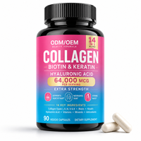 Poudre de collagène hydrolysé OEM, peptides de collagène, biotine, kératine, acide hyaluronique, complément alimentaire pour la beauté de la peau, des cheveux, des ongles et des articulations