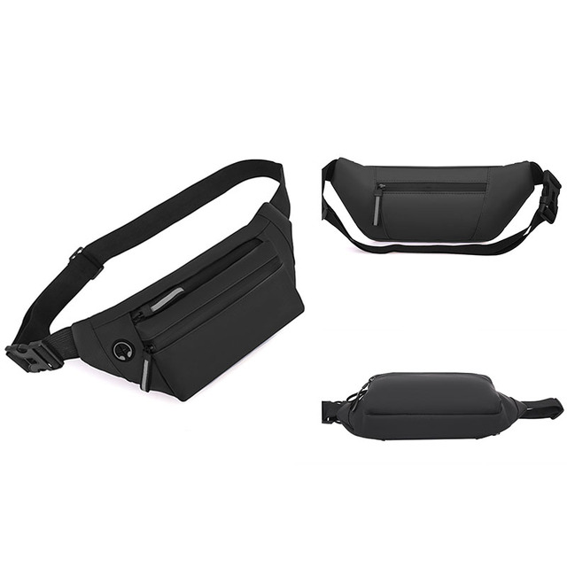 Men's Fashion Multifunction Waist Bag Waterproof Oxford Phone Carrier for Outdoor Sports Zipper Closure Chest Bag for Running
