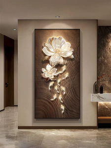 Arte Mural Impreso de Alta Definición para Decoración de Sala de Estar Moderna - Cuadro Decorativo con Fondo de Mariposas y Flores - Product Image 4