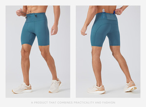 <span class=keywords><strong>Pantaloncini</strong></span> Sportivi da Uomo con Logo Personalizzato, Shorts a Compressione in Nylon Spandex, Leggings Attivi a Mezza Lunghezza ad Asciugatura Rapida per Corsa - Product Image 2