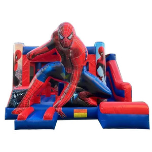 Château gonflable Spiderman <span class=keywords><strong>de</strong></span> qualité commerciale avec toboggan <span class=keywords><strong>et</strong></span> <span class=keywords><strong>mur</strong></span> d'escalade à louer - Product Image 3