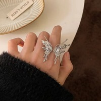 Anillo de Acero Inoxidable con Diseño de Alas de Ángel, Ajustable y Plateado, para Uso Diario y Regalos en Festivales para Mujeres