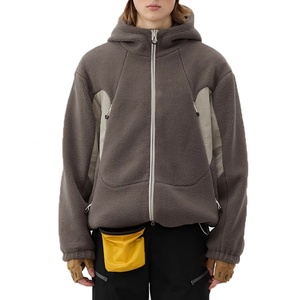 Sudadera con capucha unisex de forro polar grueso y cálido con cremallera bidireccional, chaqueta holgada de piel de cordero para hombre, invierno, venta al por mayor - Product Image 1