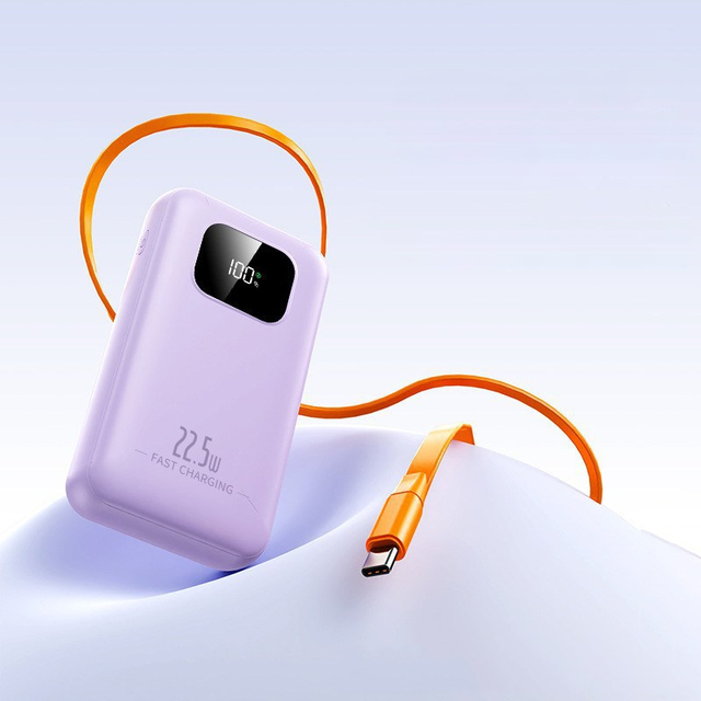 Newest Custom Logo Portable PowerBanks 10000mAh Retractable Cables Power Bank Fast Charging for Phone