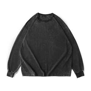 CB122-YPH23014ユニセックスビンテージウォッシュTシャツメンズ女性用ドロップショルダー長袖カスタマイズロゴ無料ハングタグOネックプリント - Product Image 2