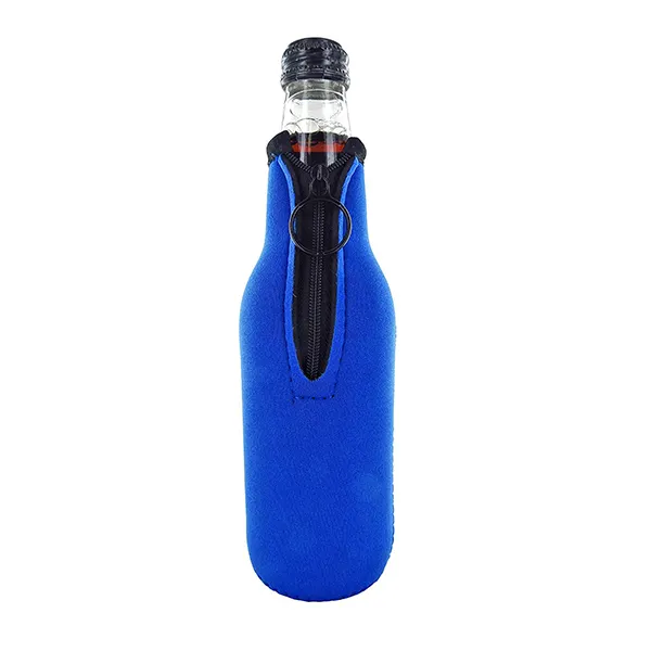 Penutup Bir Logo Kustom Sublimasi Pendek Neoprene Pemegang Ritsleting Bir Terisolasi Lengan Pendingin Botol Bir