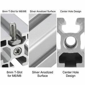 Profilé en aluminium standard 4040 <span class=keywords><strong>à</strong></span> rainures en T - Système de cadre industriel anodisé argenté, rainure de 8 mm pour la protection des machines et <span class=keywords><strong>les</strong></span> plans de travail - Product Image 2