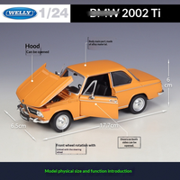 WELLY 1:24 2002 Ti Modèle de simulation en alliage moulé sous pression, voiture ancienne avec portes ouvrantes et roues directionnelles, jouet de collection pour exposition, vente en gros