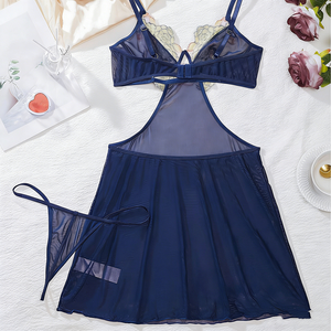 Conjunto de Lencería Sexy con Encaje <span class=keywords><strong>y</strong></span> Bordado, Estilo Puro <span class=keywords><strong>y</strong></span> Seductor, Pijama Erótico, Venta Caliente de Fábrica - Product Image 5